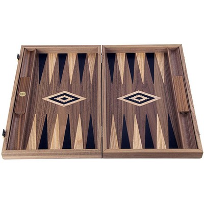 Luxury American Walnut with Inlay Wood Backgammon Set - 19" - Handcrafted in Greece