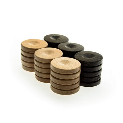 Wood Backgammon Checkers/Chips in Brown & Natural