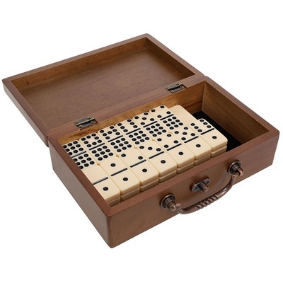 Double 9 Dominoes in Wood Box