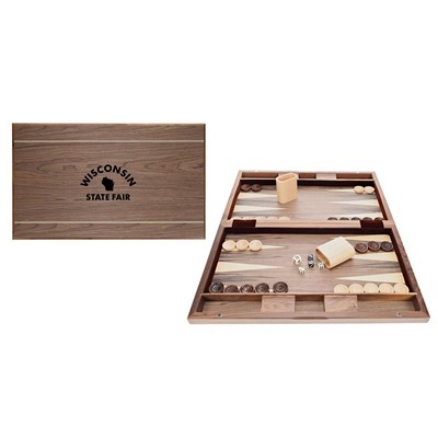 Wood Inlay Backgammon Set in Beachwood- Tournament