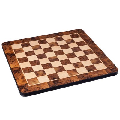 Classic Chess Board - Walnut Root Wood with Rounded Corners 16"