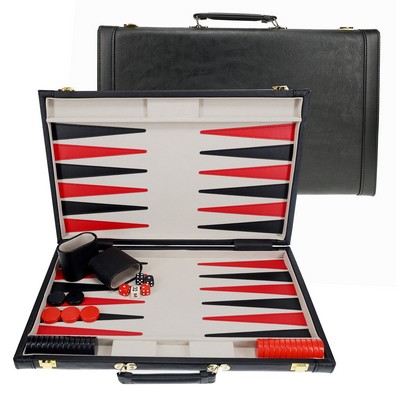 Elegant Leatherette Backgammon Set - 18 x 11" closed